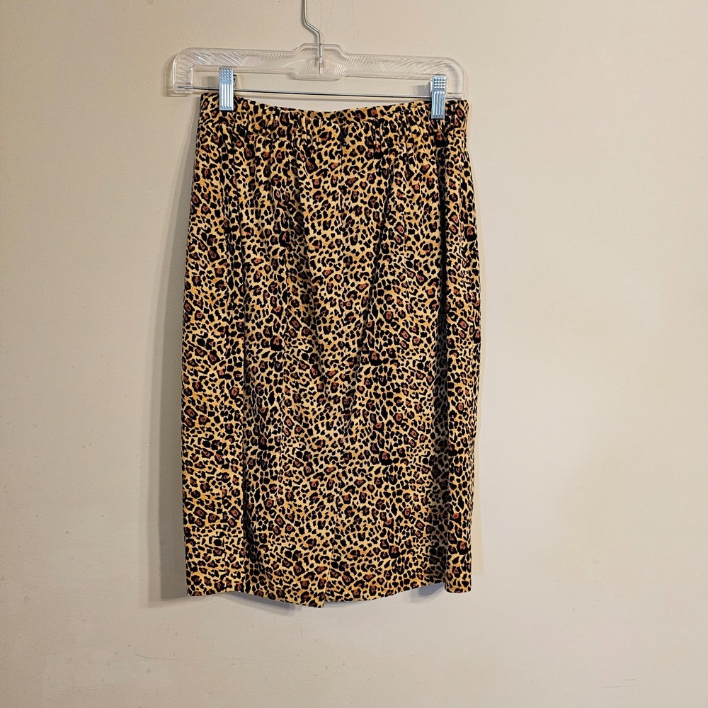 Women's Criscione 3 Piece Skirt Suit Leopard Black Lined Size S Made in USA - Picture 14 of 16